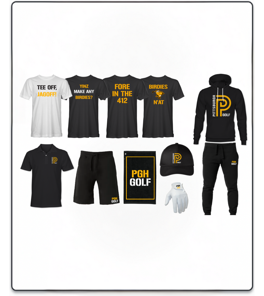Pittsburgh Golf Eagle package, T-Shirts, Polo, golf, Golf towel, Hat, Golf Glove, Hoodie, Joggers