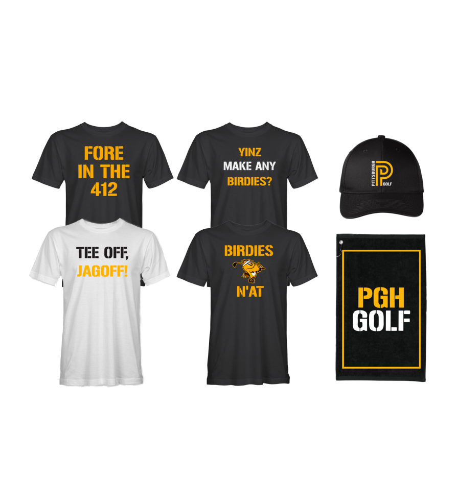 Pittsburgh Golf, T-Shirt, Pittsburgh Golf Par package, Golf Towel, hat