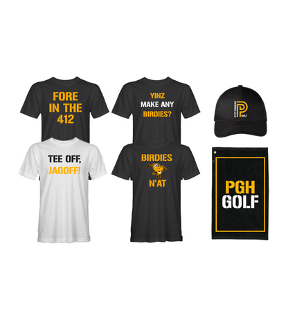 Pittsburgh Golf, T-Shirt, Pittsburgh Golf Par package, Golf Towel, hat